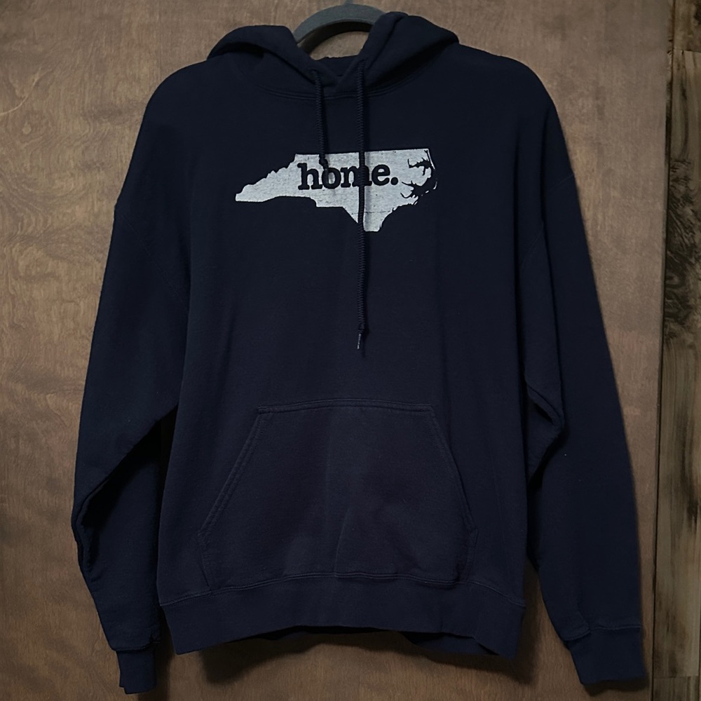 Gildan Navy Blue Hoodie with White Graphic